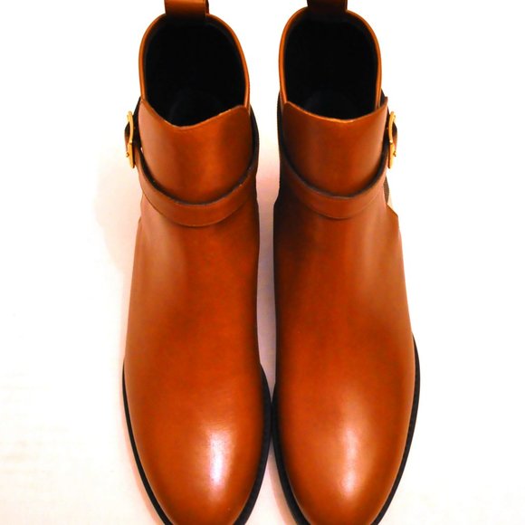 Burberry Richardson Leather Check Canvas Buckled Strap Boots - Picture 4 of 6